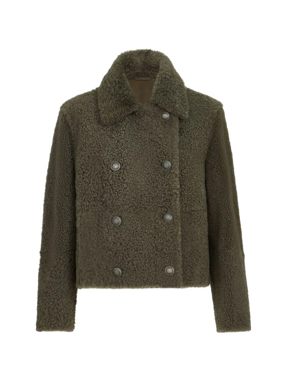 Brunello Cucinelli manteau en peau lainée à boutonnière croisée - Gris