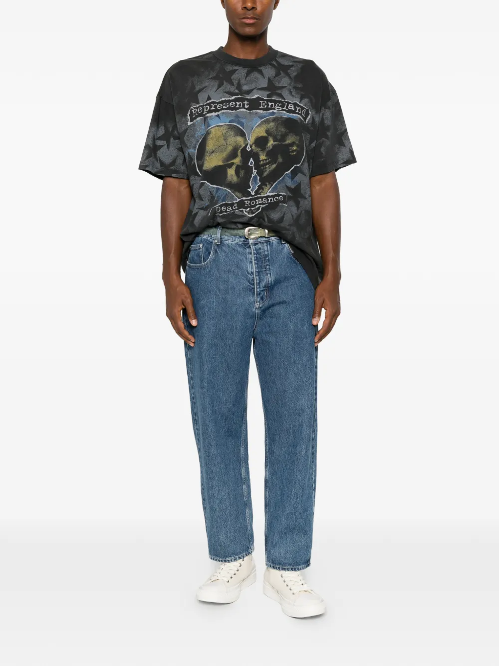 Represent Romance grafische print katoenen T-shirt met sterpatroon Zwart