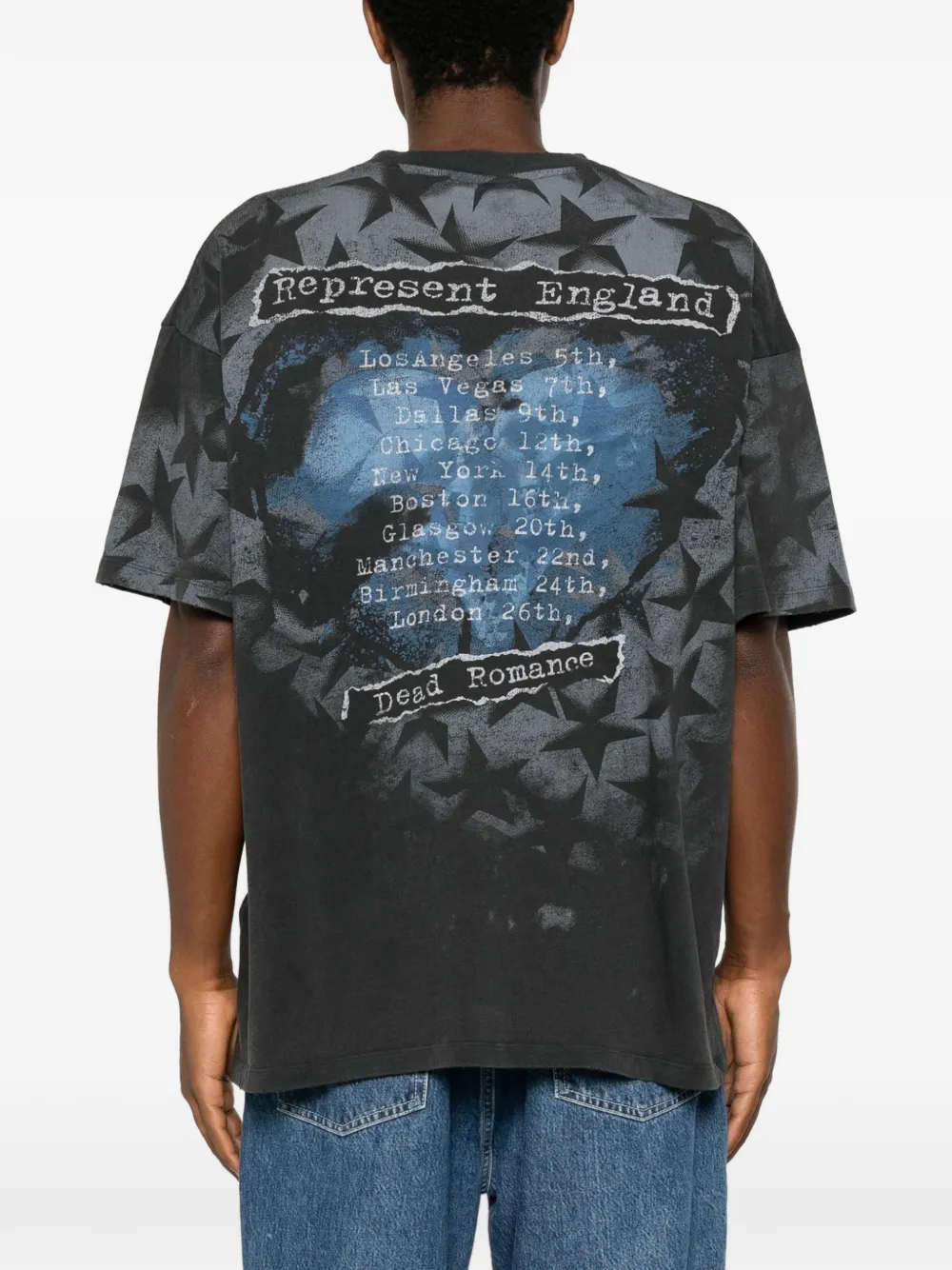 Represent Romance grafische print katoenen T-shirt met sterpatroon Zwart