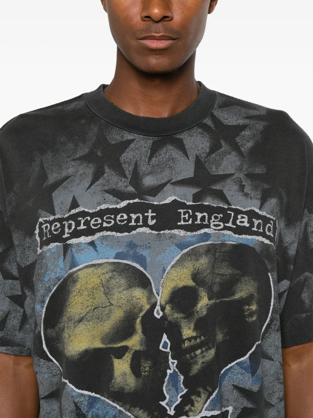 Represent Romance grafische print katoenen T-shirt met sterpatroon Zwart