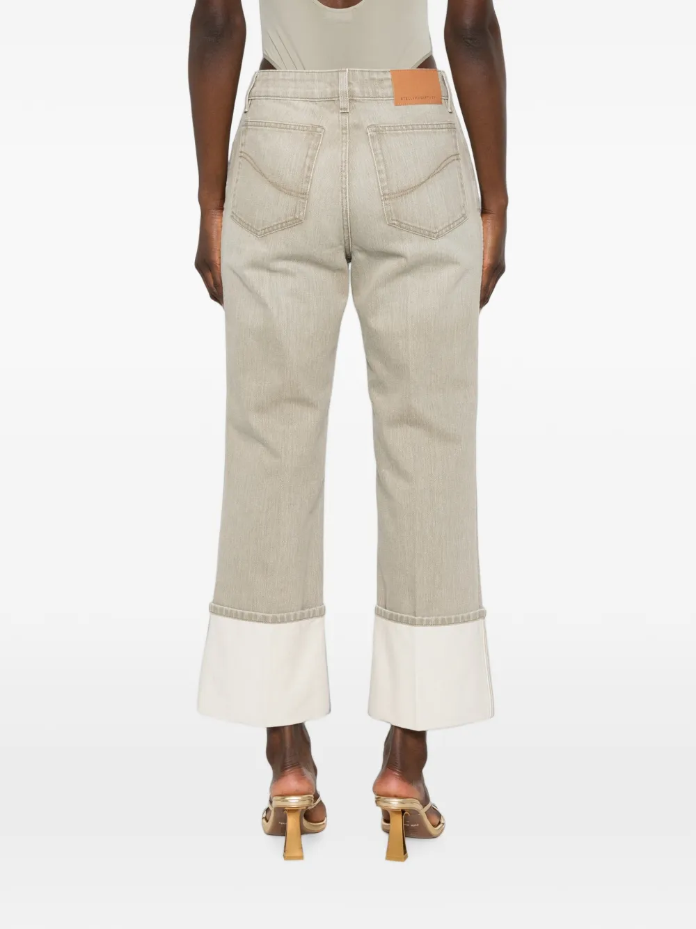 Stella McCartney Cropped denim jeans met ketting-detail Beige