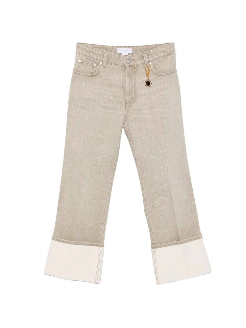 Stella McCartney chain-detail turn-up cropped denim jeans - Toni neutri