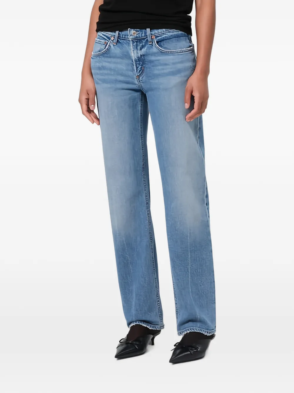 AGOLDE Ausgeblichene Low Rise Slim Jeans - Blau
