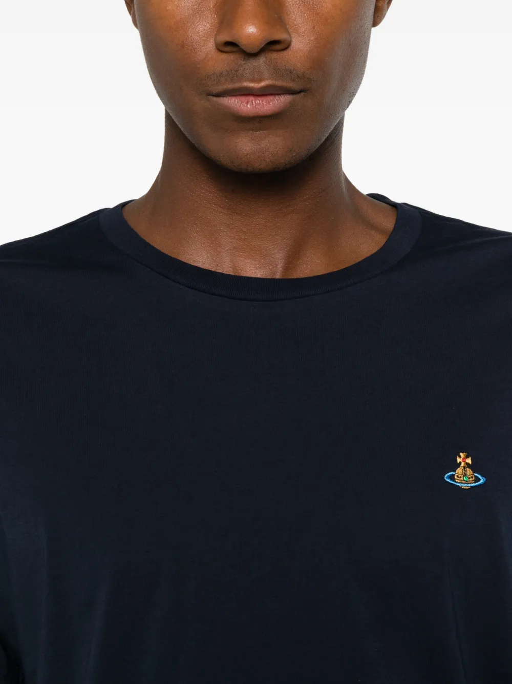 Vivienne Westwood T-shirt met ronde hals en Orb-borduurwerk Blauw