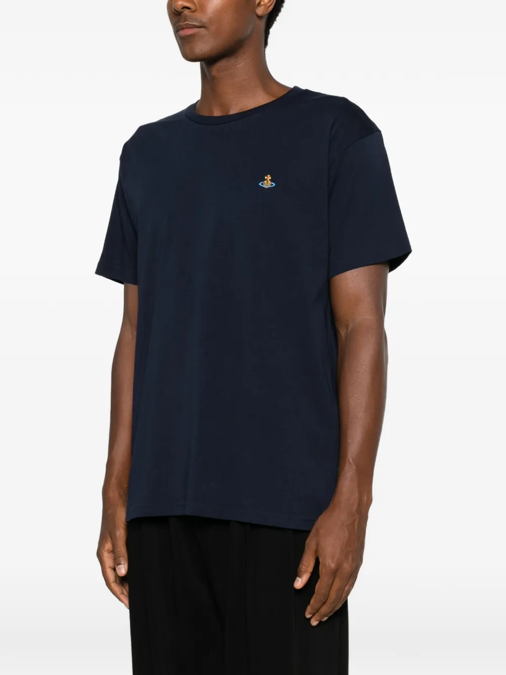 Vivienne Westwood T-shirt met ronde hals en Orb-borduurwerk Blauw