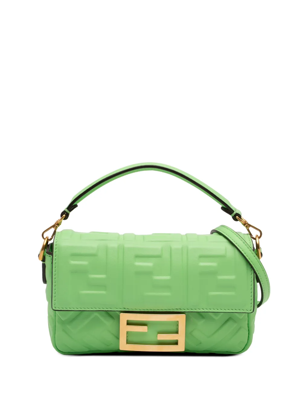 Fendi Pre-Owned 2010-2026 Mini Zucca Embossed Leather Baguette satchel - Grün