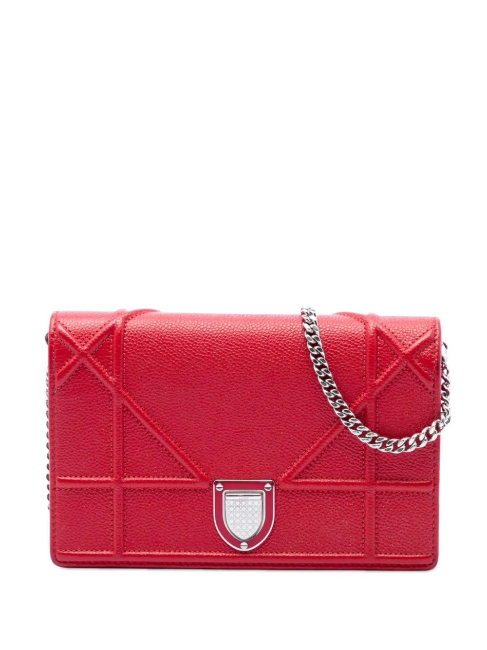 Christian Dior Pre-Owned 2017 Grained Calfskin Diorama Wallet on Chain crossbody bag - Rosso