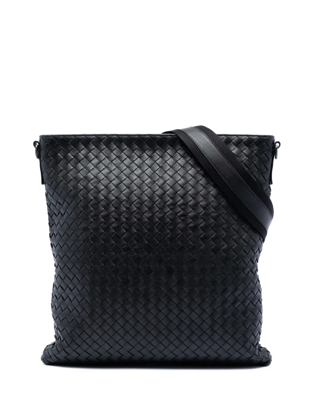 Pre-owned Bottega Veneta 2012-2026 Nappa Intrecciato Vn Crossbody Bag In Black