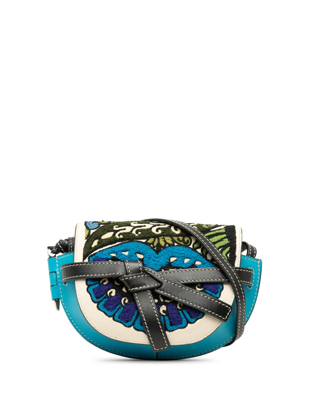 Loewe Pre-Owned 2019 William De Morgan Mini Embroidered Leather Floral Gate crossbody bag - Blu