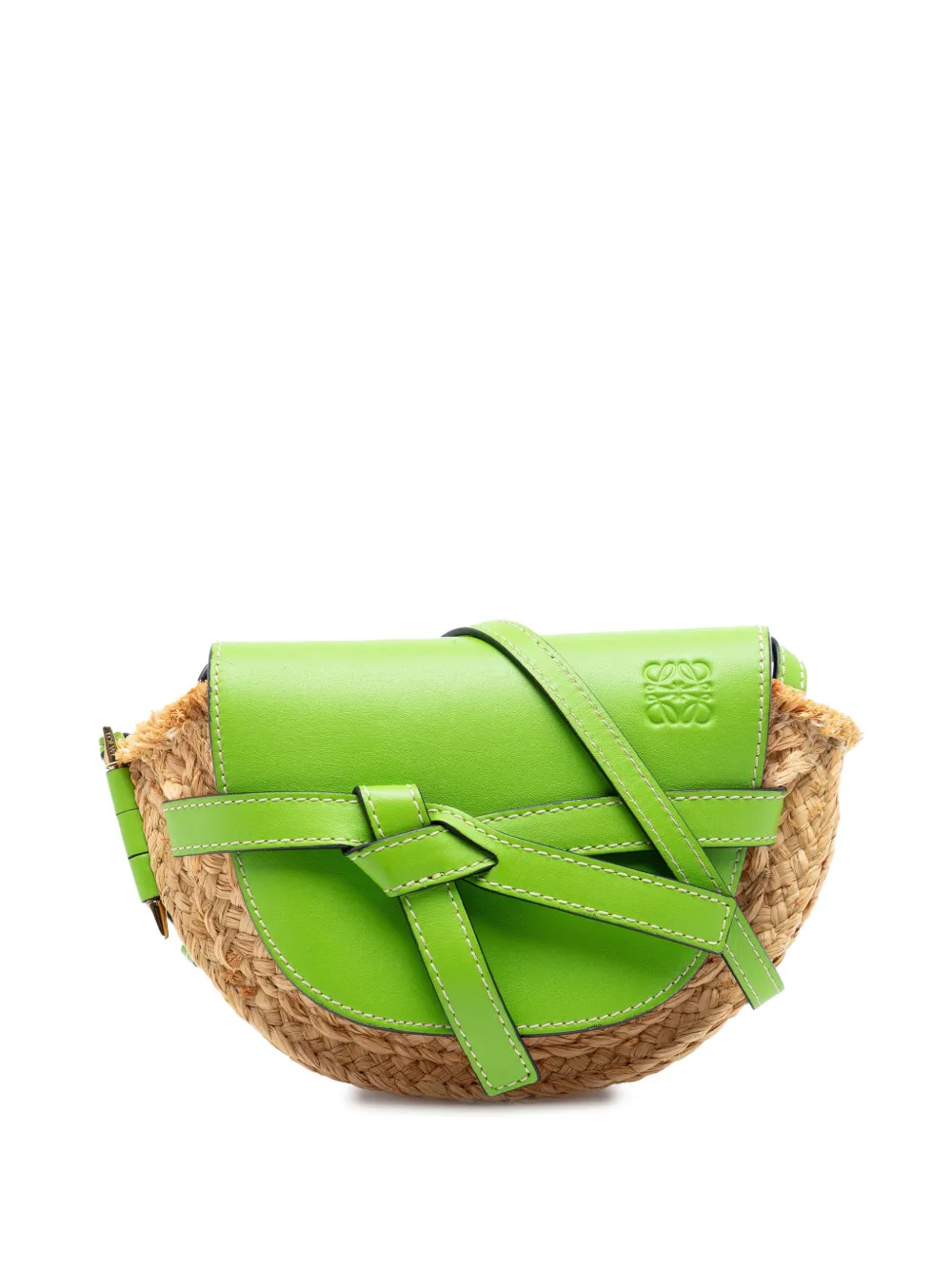 Loewe Pre-Owned 2018 Mini Raffia Gate crossbody bag - Green