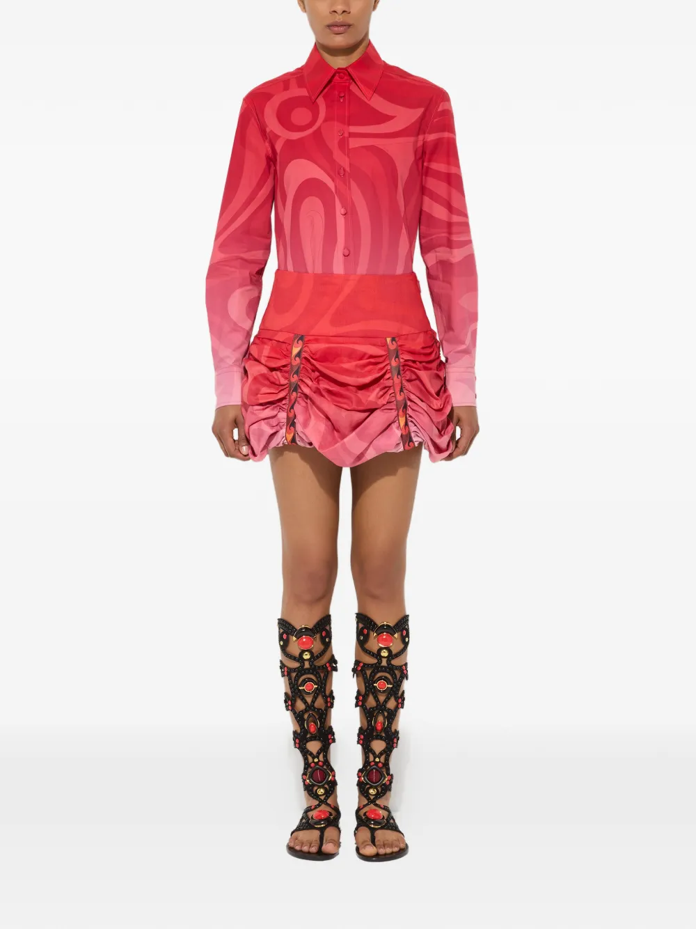 PUCCI Popeline overhemd met Marmo degradé-print Rood