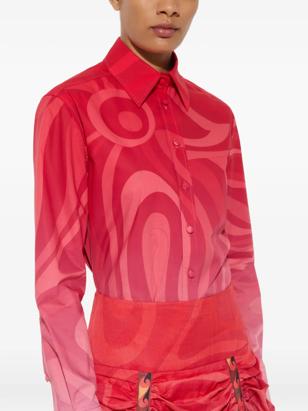 PUCCI Popeline overhemd met Marmo degradé-print Rood