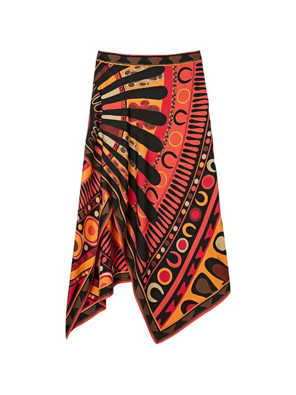 Pucci Soleil-print Silk Scarf Skirt in Black