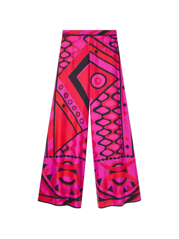 Pucci Vivara-print Silk Palazzo Pants in Pink