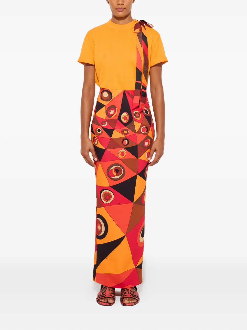 PUCCI Maxi-rok met Occhi-print Oranje
