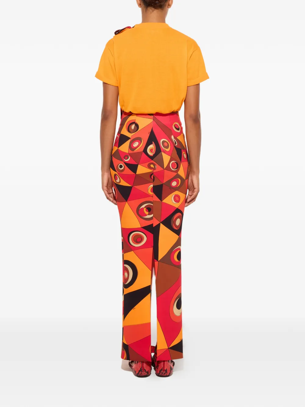 PUCCI Maxi-rok met Occhi-print Oranje