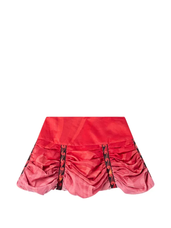 Pucci Marmo Gradient Print Ramie Skirt in Red