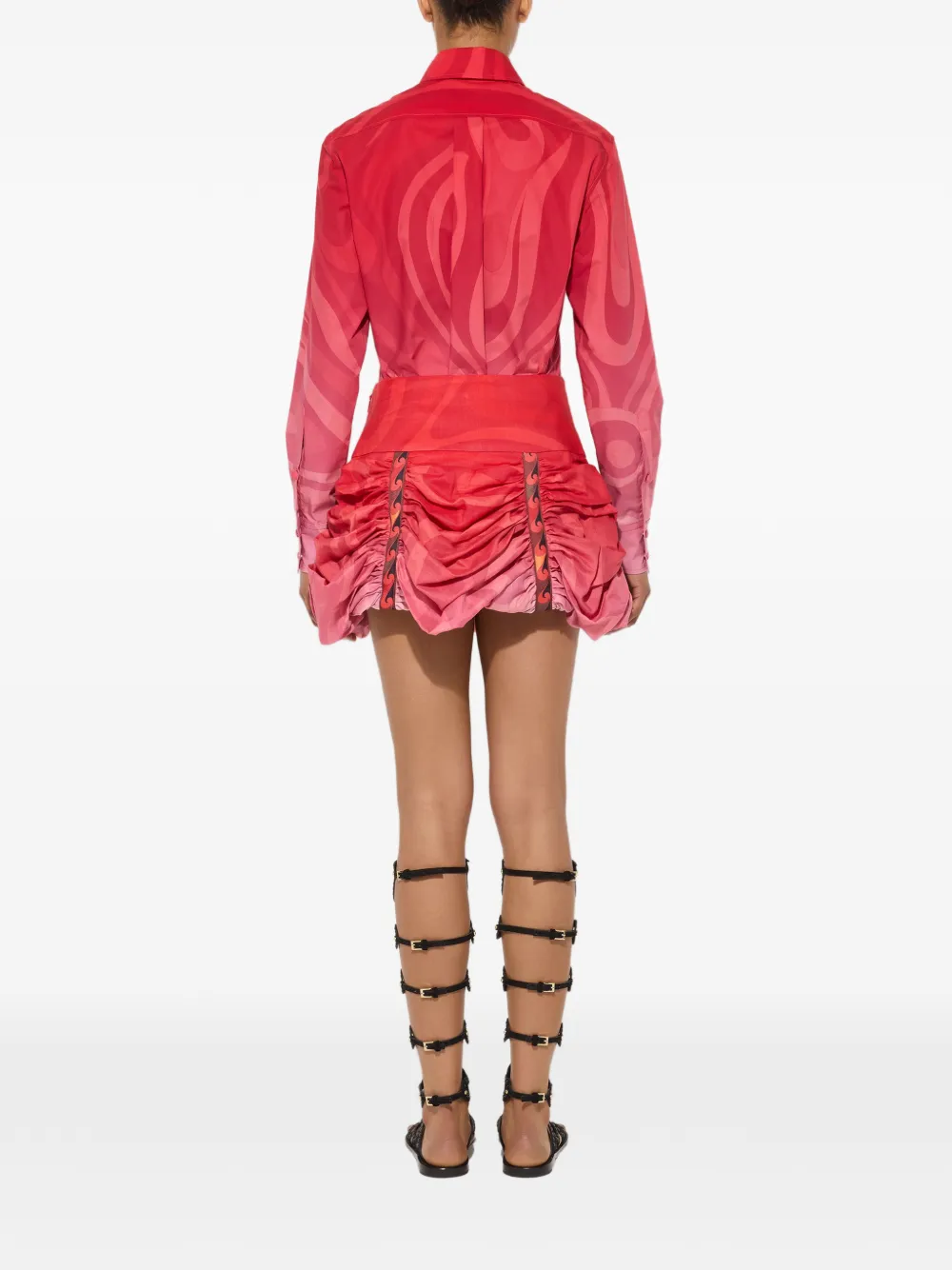 PUCCI Ramie rok met kleurverloop en Marmo-print Rood