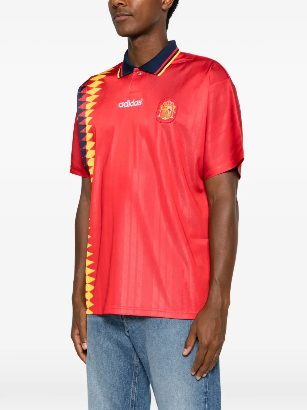 adidas Spain poloshirt met diamant-patroon Rood