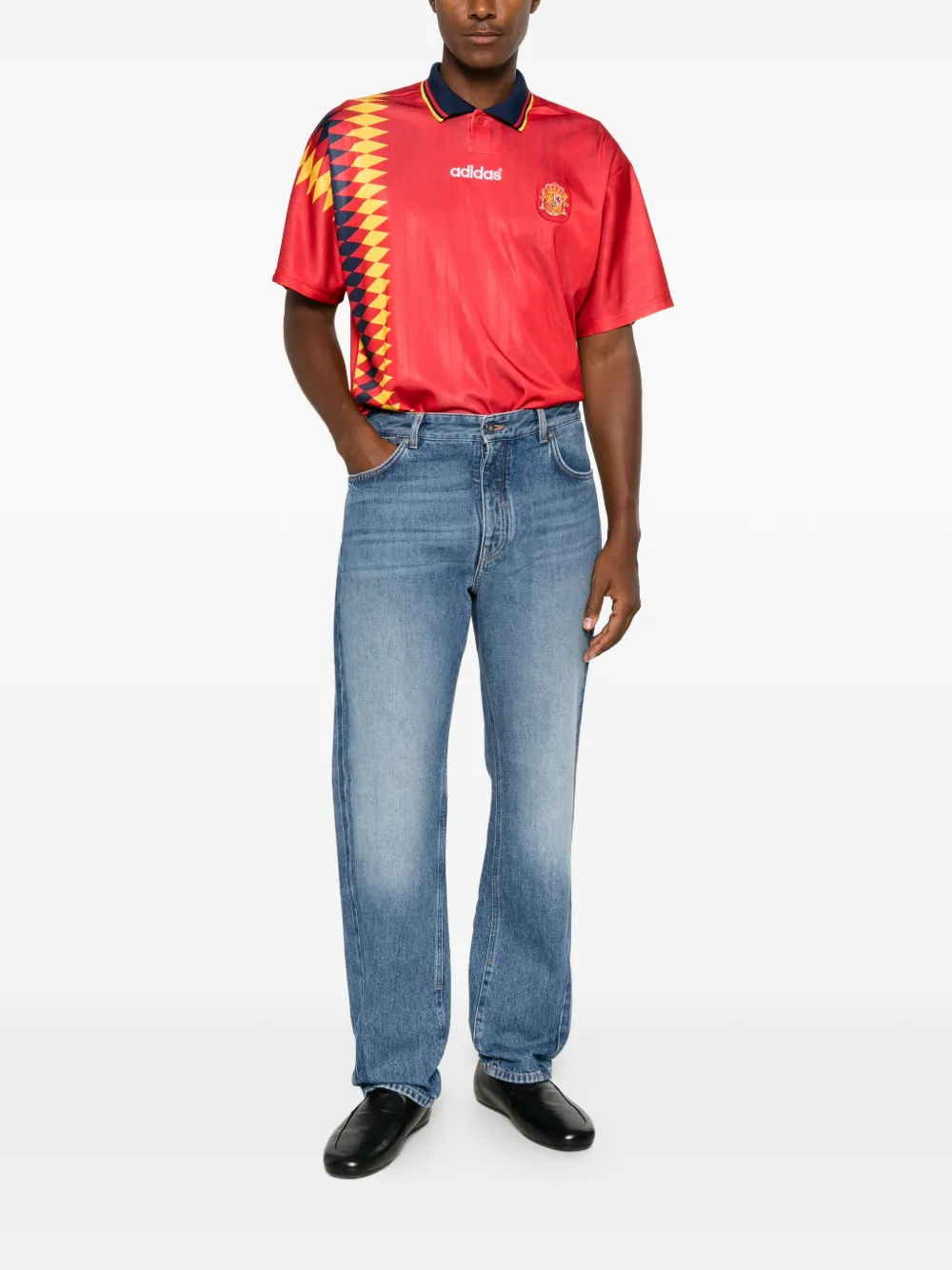 adidas Spain poloshirt met diamant-patroon Rood