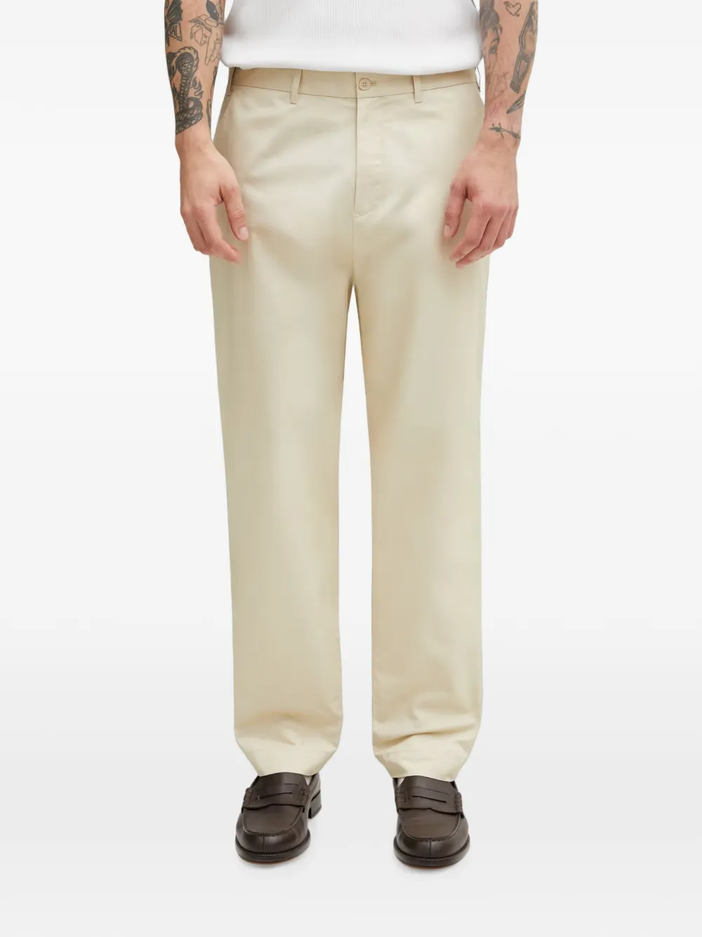 Fred Perry Logo-embroidered Straight-leg Trousers In Neutral