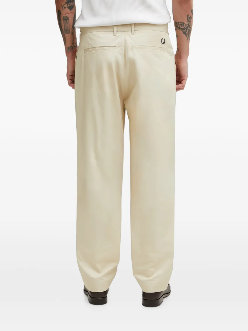 Fred Perry Straight broek met geborduurd logo Beige