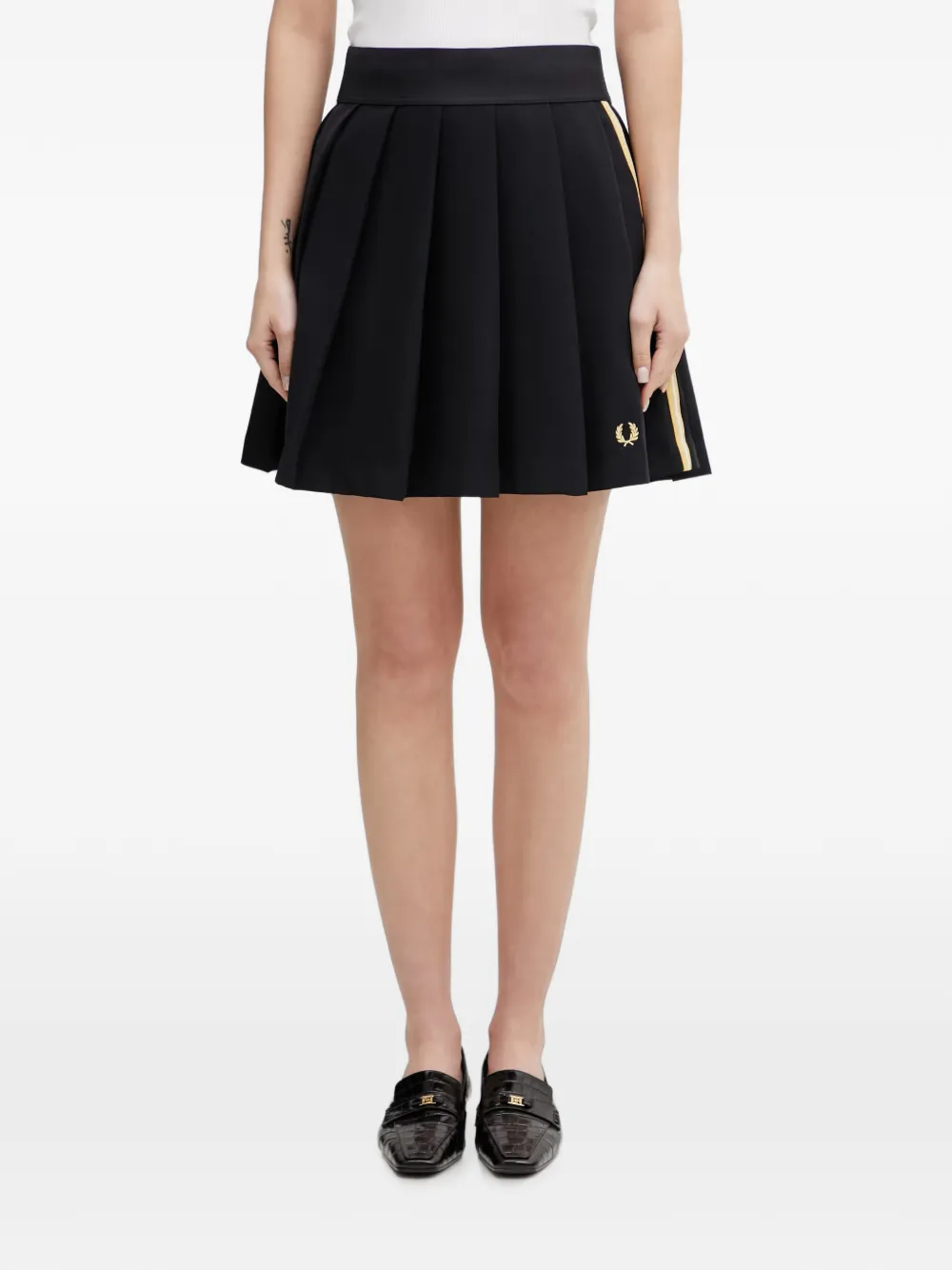 Fred Perry pleated stripe-detail skirt - Nero