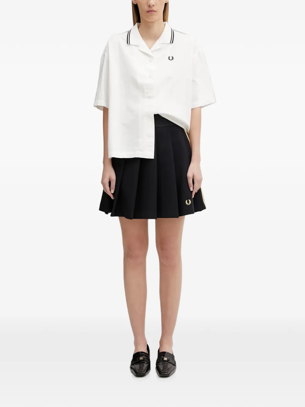 Fred Perry pleated stripe-detail skirt - Nero