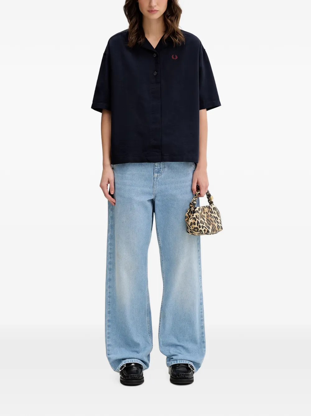 Fred Perry logo-embroidered shirt - Blu