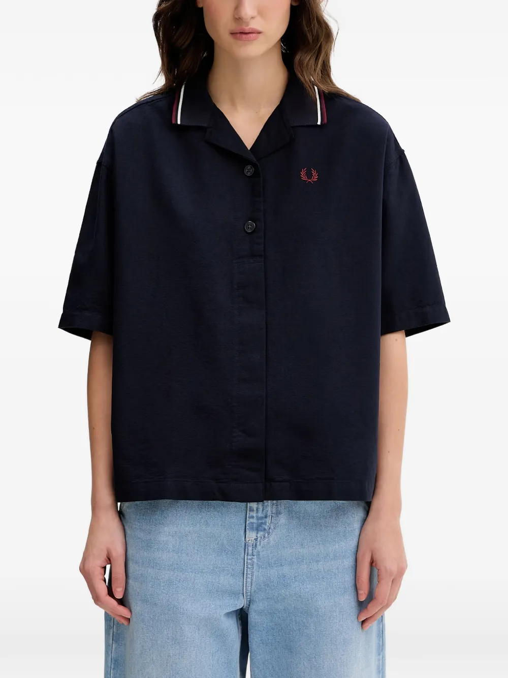  Fred Perry Camisa Con Logo Bordado - Azul 