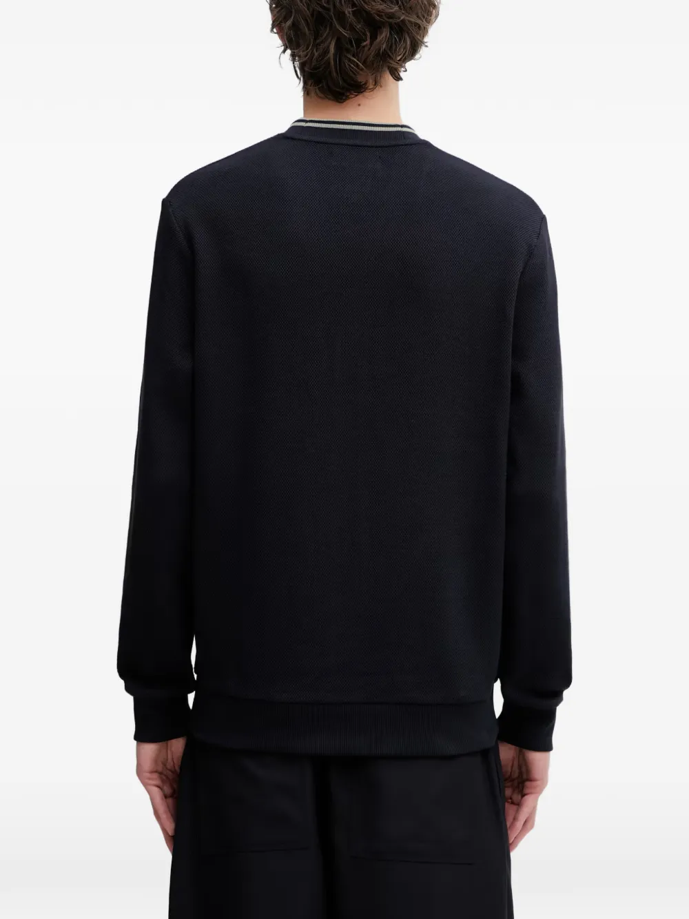 Fred Perry Piqué vest met gestreepte afwerking Blauw