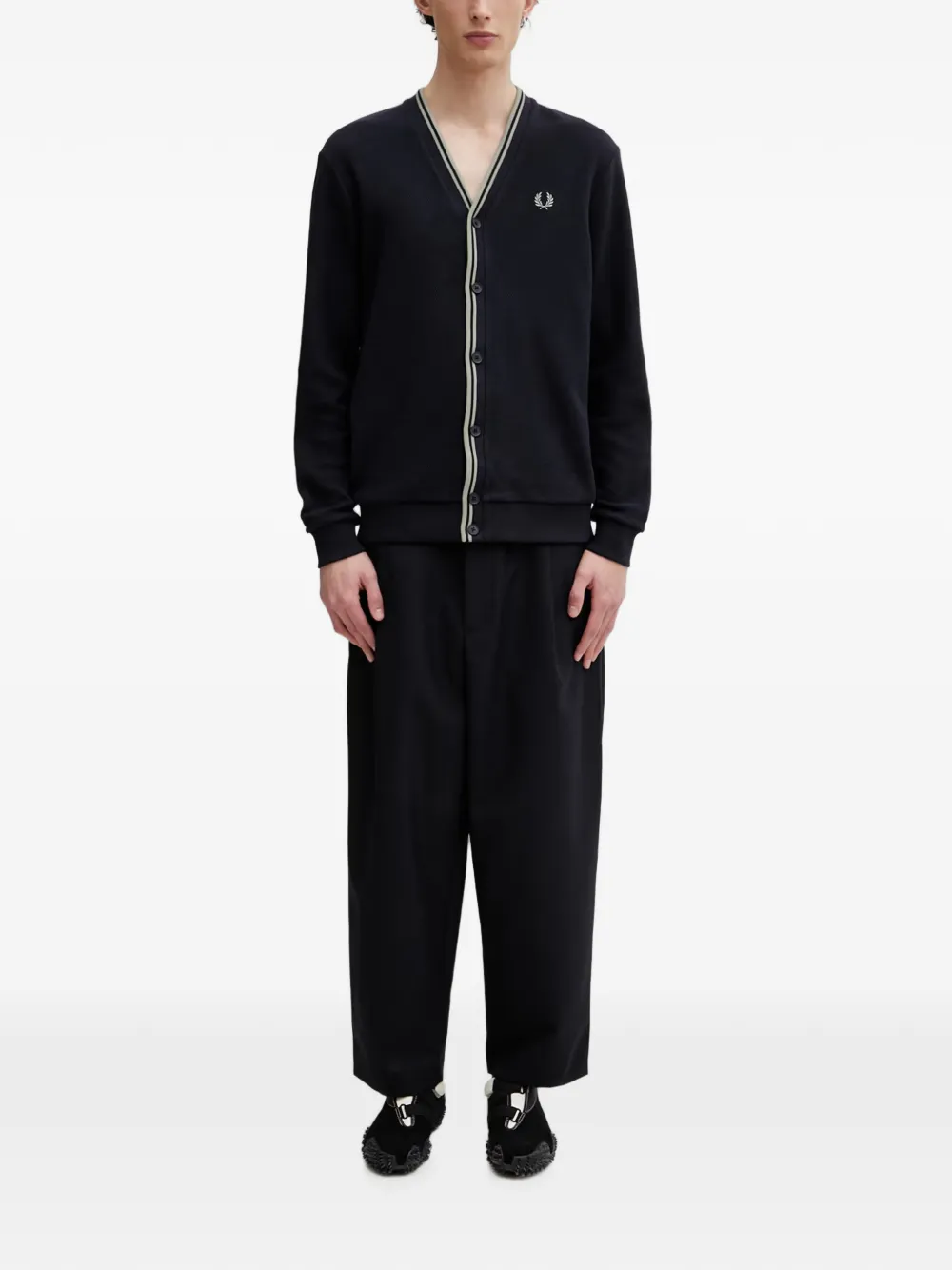Fred Perry Piqué vest met gestreepte afwerking Blauw