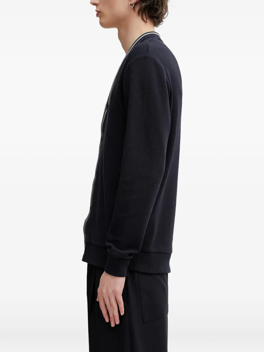 Fred Perry Piqué vest met gestreepte afwerking Blauw