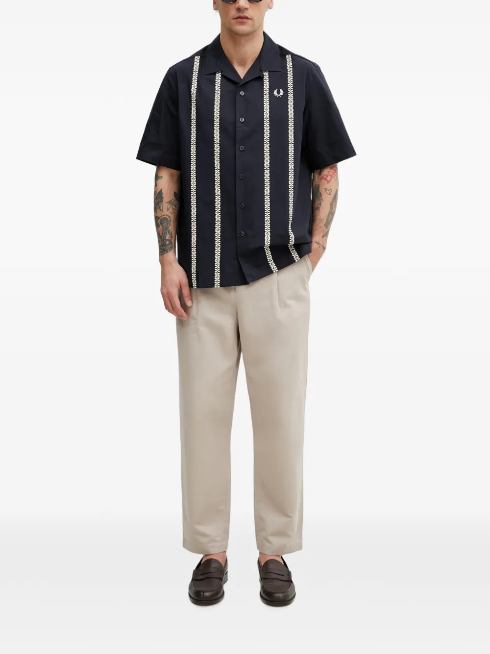 Fred Perry overhemd met korte mouwen Blauw