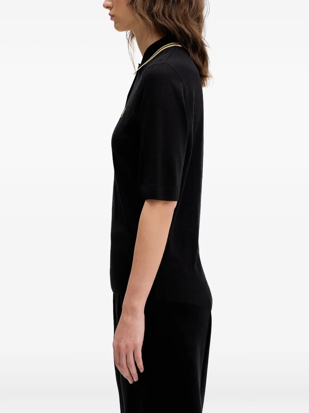 Fred Perry Gebreid poloshirt met geborduurd logo Zwart