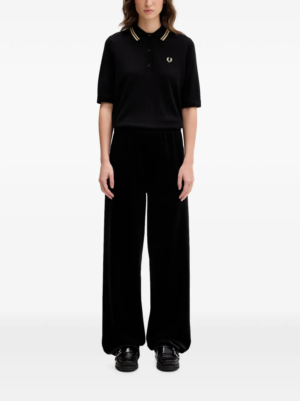 Fred Perry Gebreid poloshirt met geborduurd logo Zwart