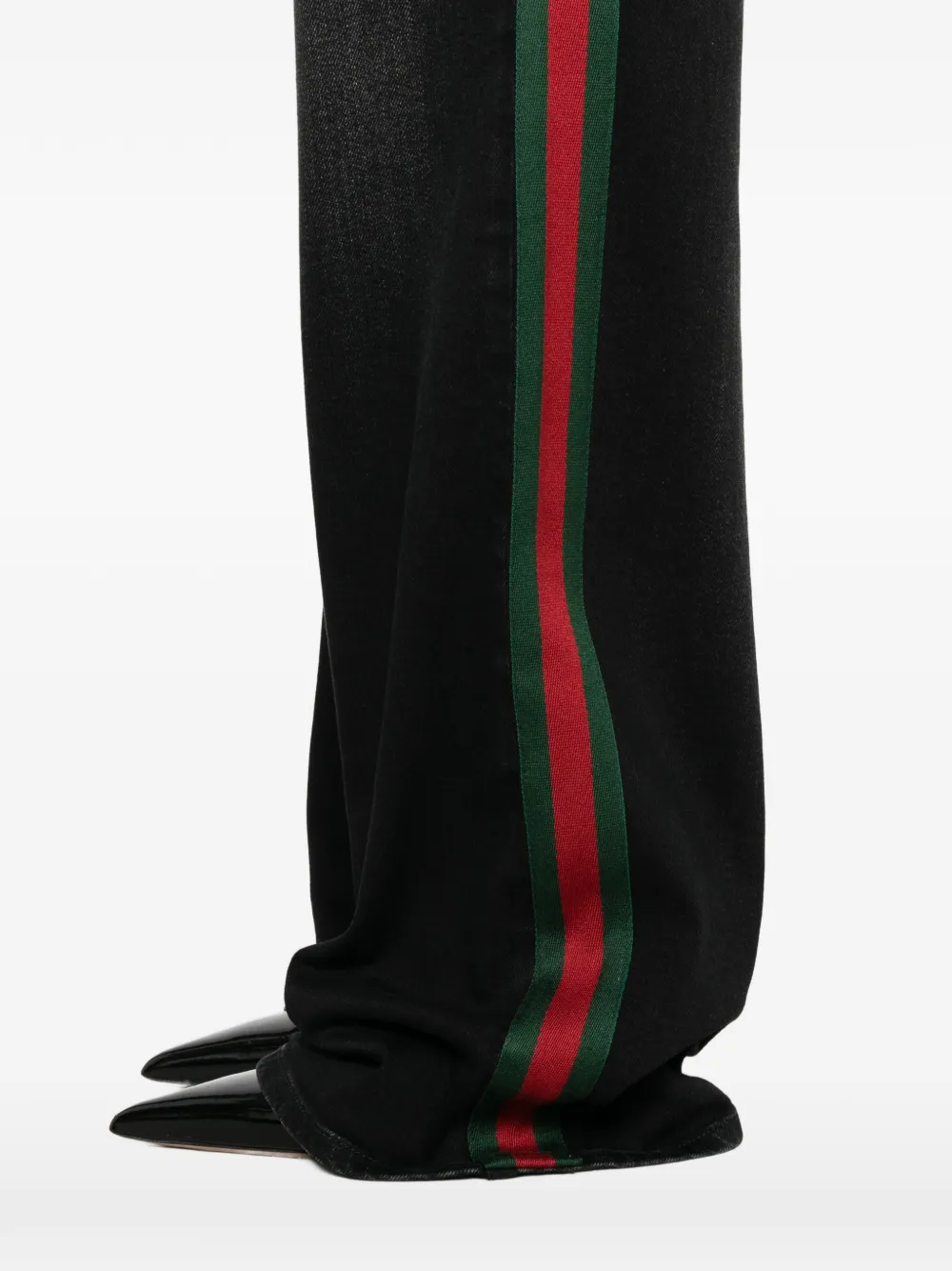 Gucci Stretch katoenen denim met Web Zwart