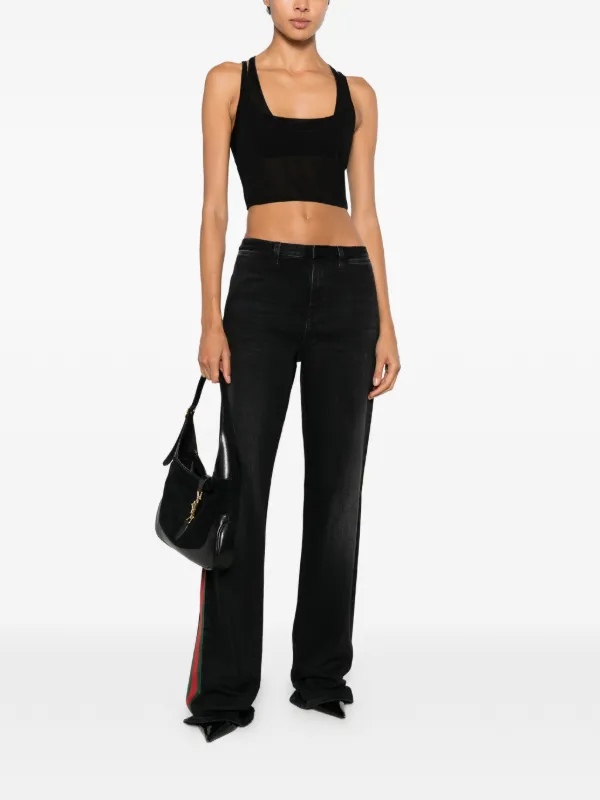 Gucci Stretch Cotton Denim With Web Trousers | Black | FARFETCH