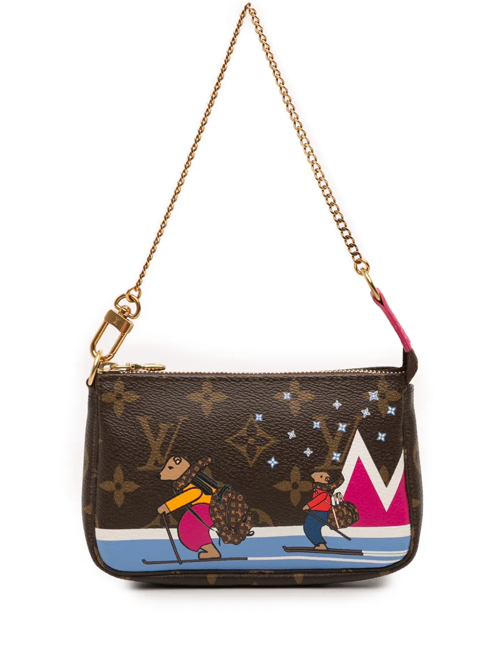 Louis Vuitton Pre-Owned 2018 Monogram Christmas Animation Bears on Skis Mini Pochette Accessoires handbag - Marrone