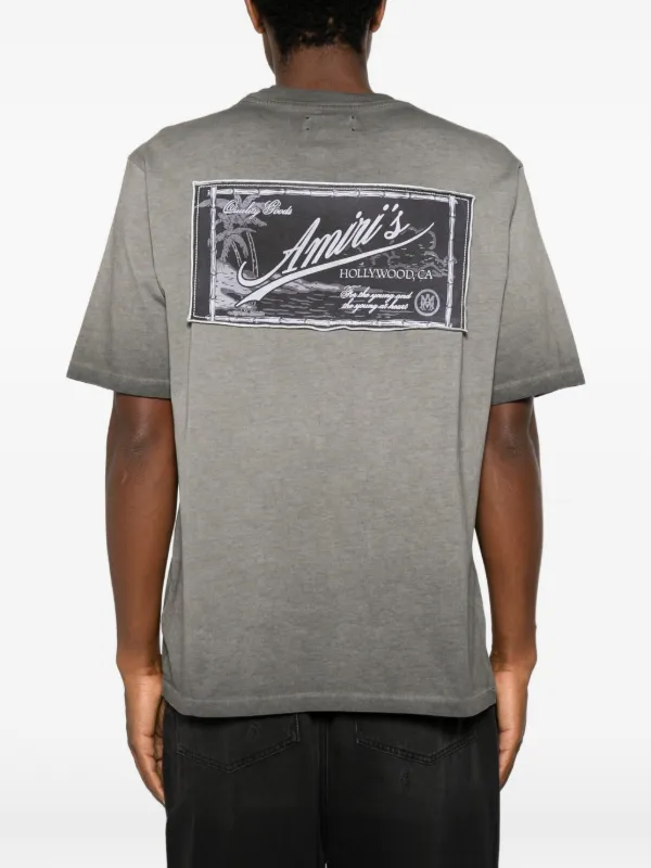 AMIRI Faded logo-patch Cotton T-shirt | Grey | FARFETCH JO