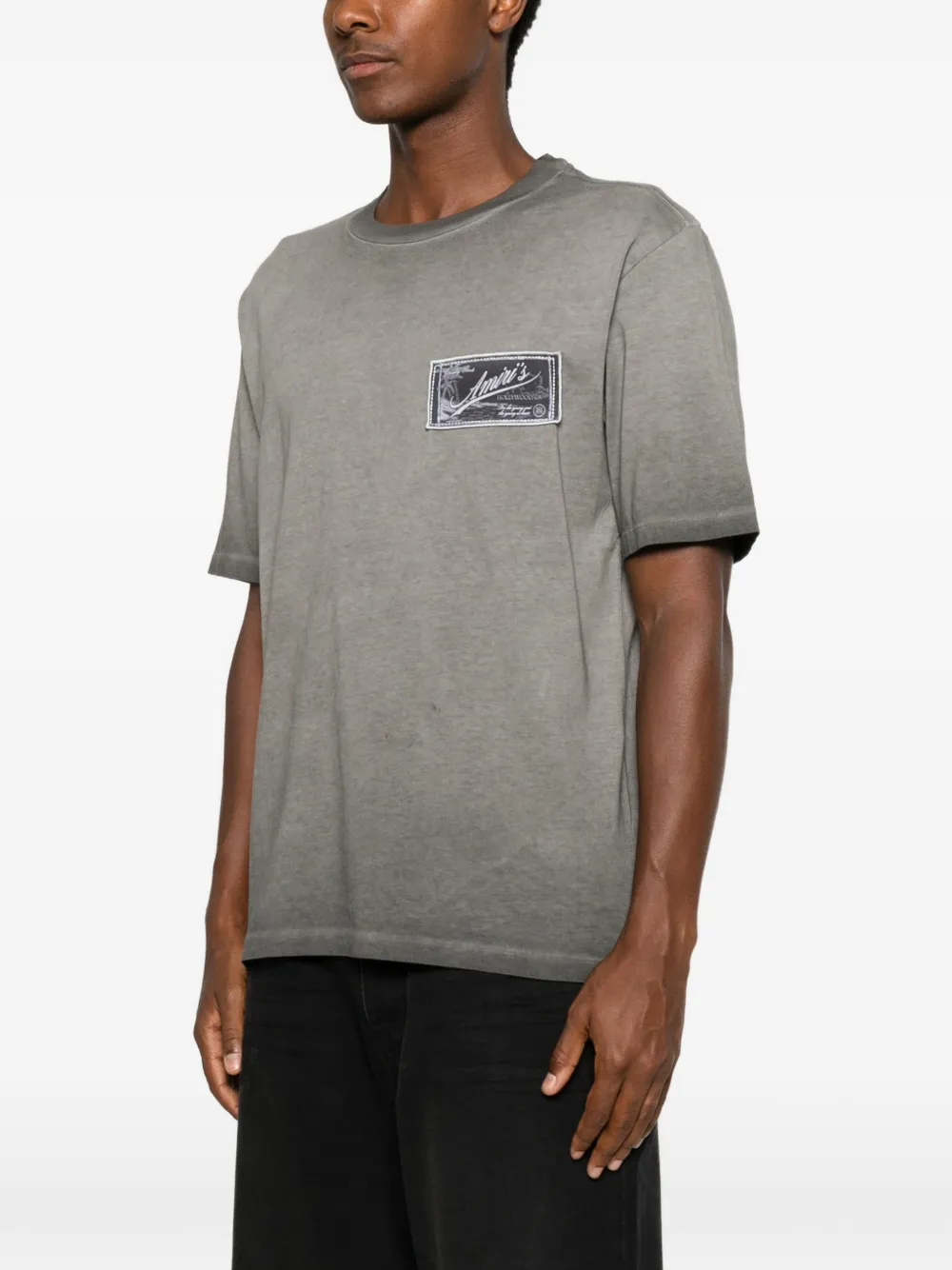 AMIRI Katoenen T-shirt met logopatch en vervaagd effect Grijs