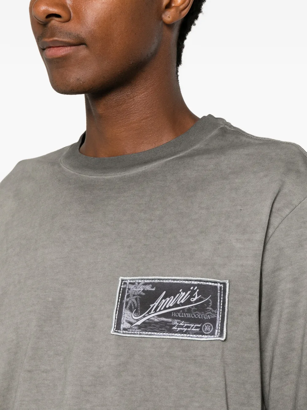 AMIRI Katoenen T-shirt met logopatch en vervaagd effect Grijs