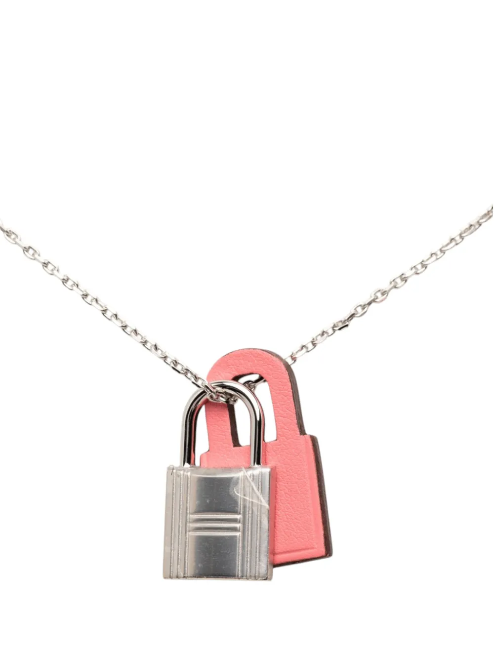 Hermès Pre-Owned 2019 Palladium Plated and Swift O Kelly Pendant Necklace costume necklace - Rosa