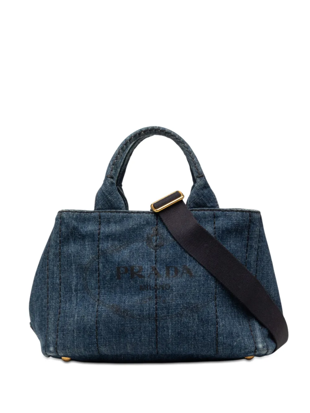 Prada Pre-Owned 2013-2026 Small Denim Canapa Logo satchel - Blu