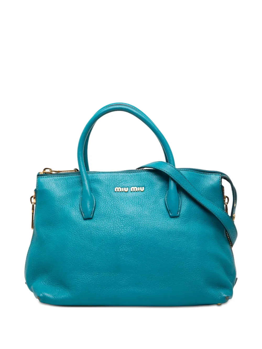 Miu Miu Pre-Owned 2010-2026 Goatskin Madras Convertible Side Zip satchel - Blu