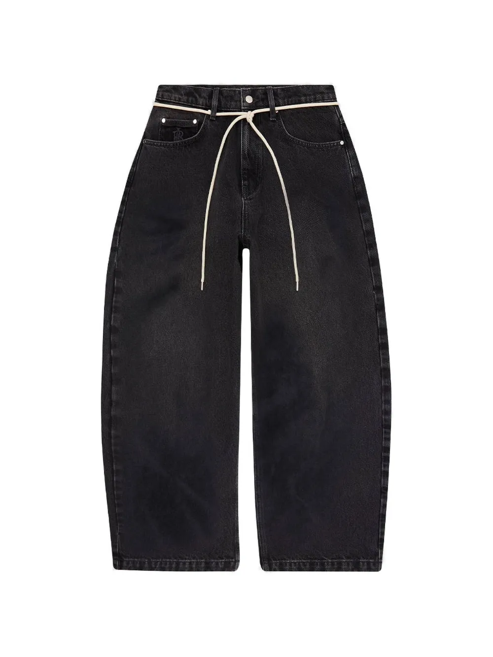 ABOUTBLANK wide-leg drawstring-waist jeans - Nero