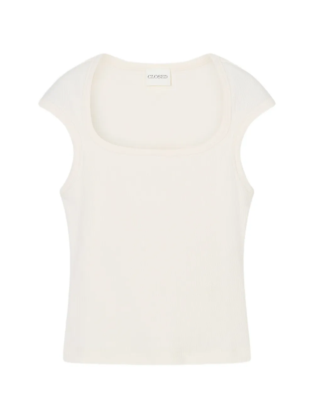 Closed ribbed-knit T-shirt - Bianco