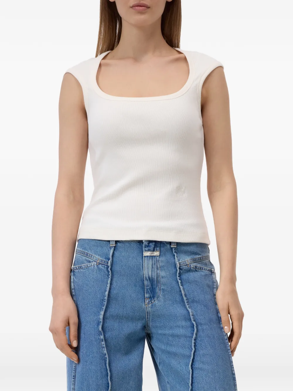 Closed Ribgebreid T-shirt Wit