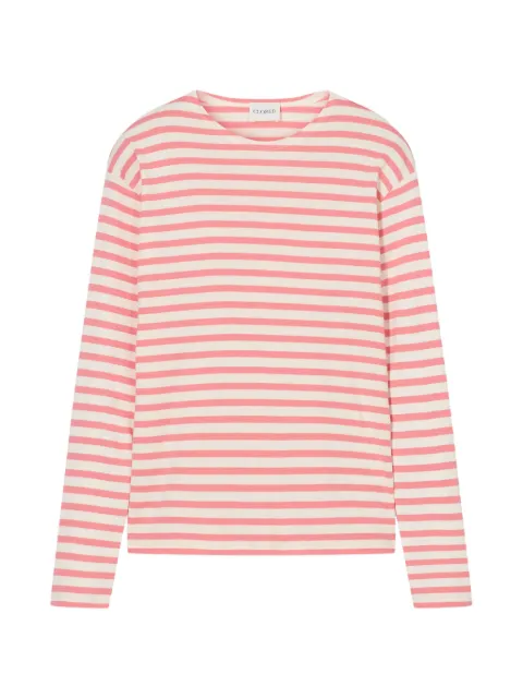 Closed horizontal-stripe long-sleeve T-shirt