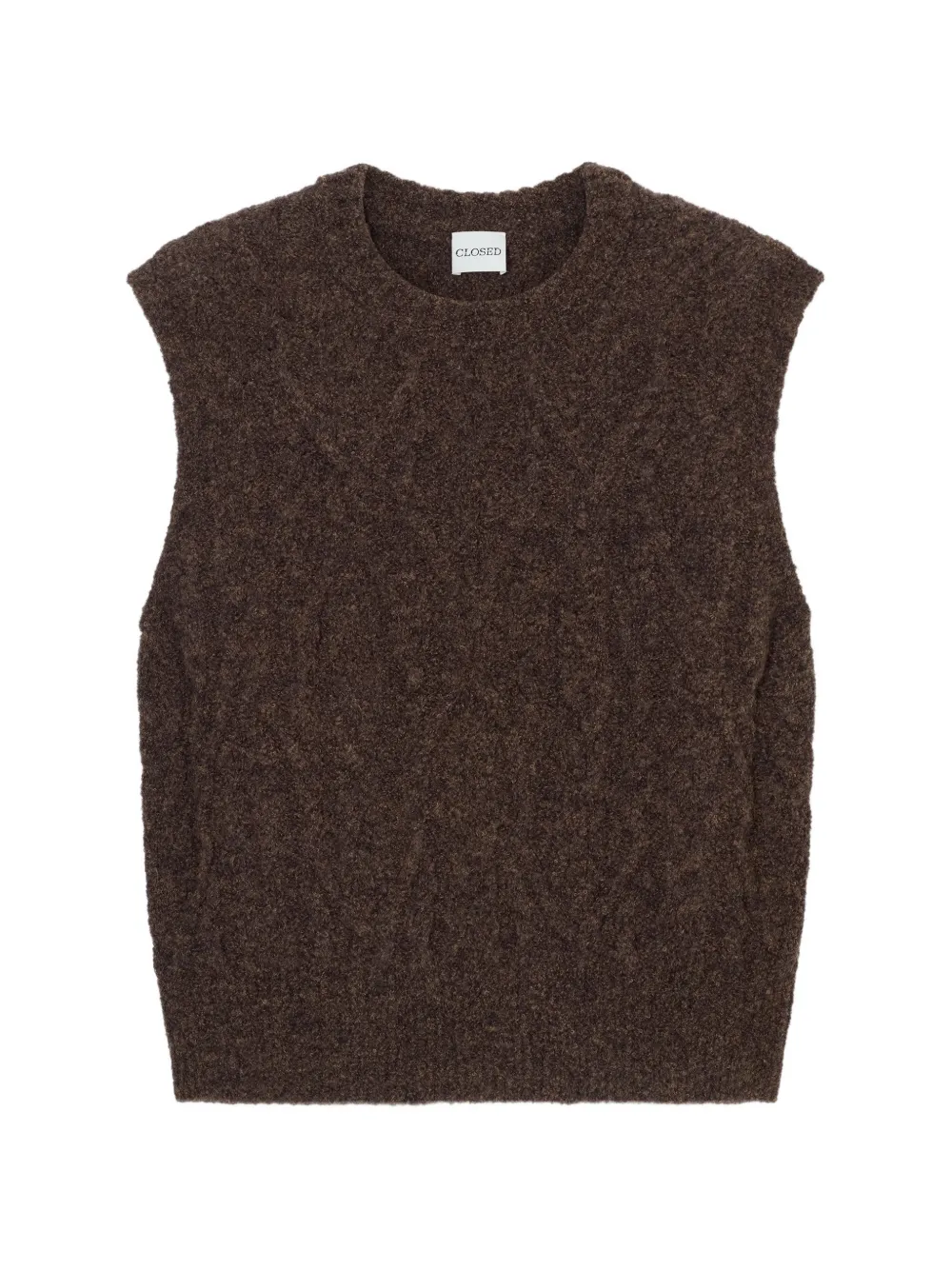 Closed crew-neck vest - Marrone